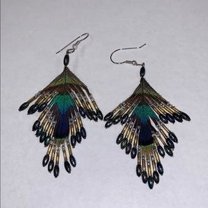 Peacock feather earrings